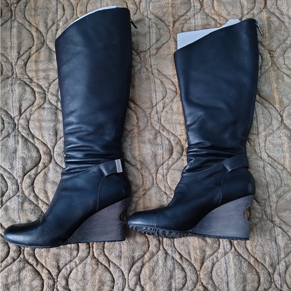 TSUBO Black Wedge Knee-High Boots